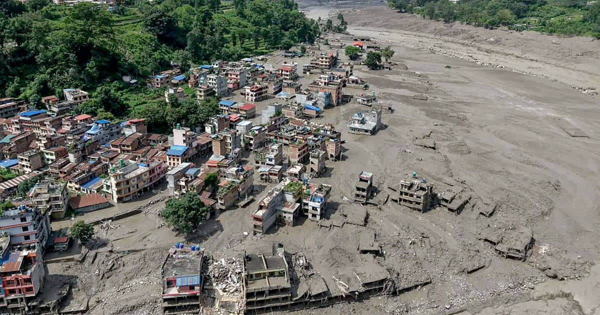 Rescue teams and emergency responders operating in disaster-hit areas following the Nepal flash flood