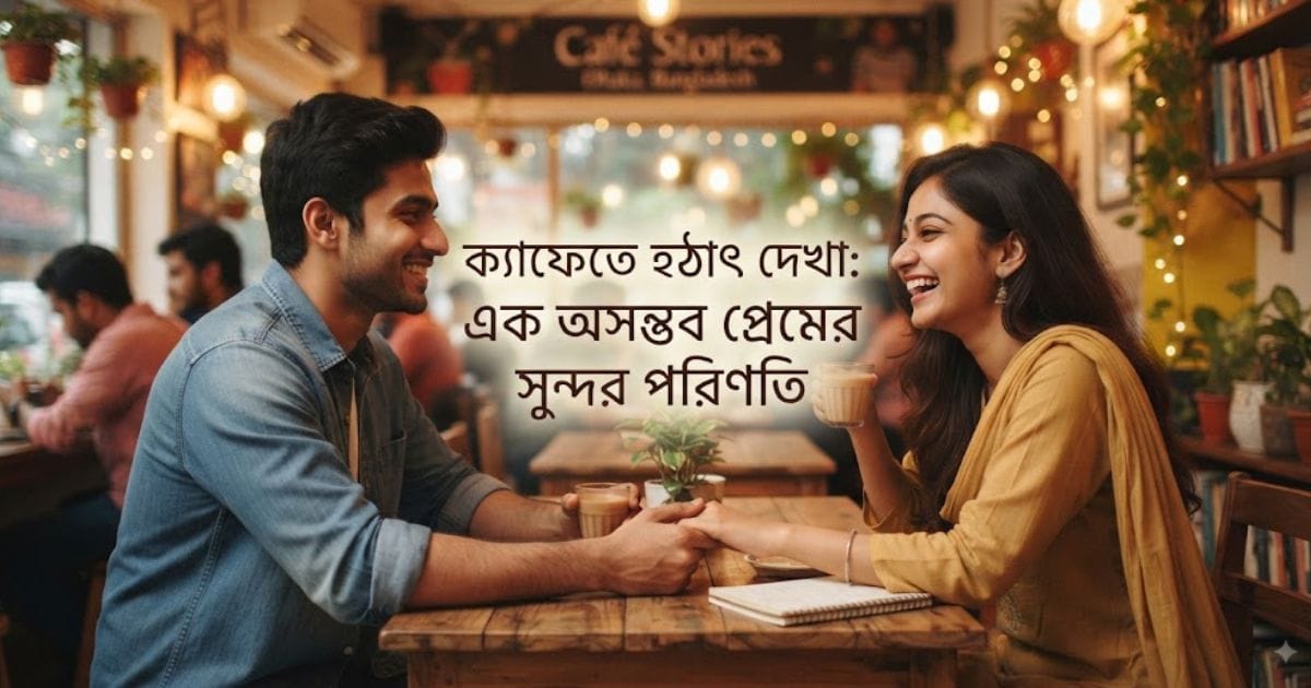 বৃষ্টির দিনে ক্যাফেতে বসে থাকা এক যুগলের রোমান্টিক মুহূর্তের সুন্দর দৃশ্য