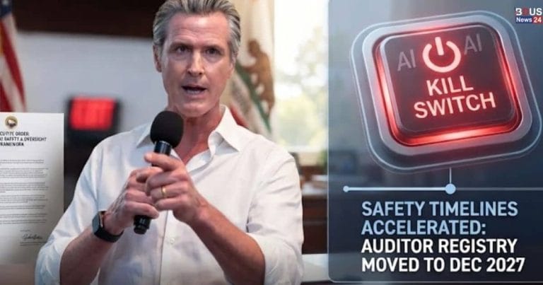 Gavin Newsom AI kill switch infographic
