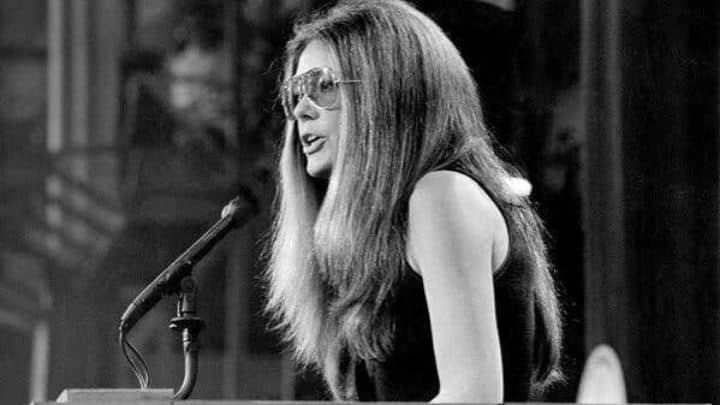Portrait of legendary feminist icon and writer Gloria Steinem featured in the global tribute update on BDUS News 24.