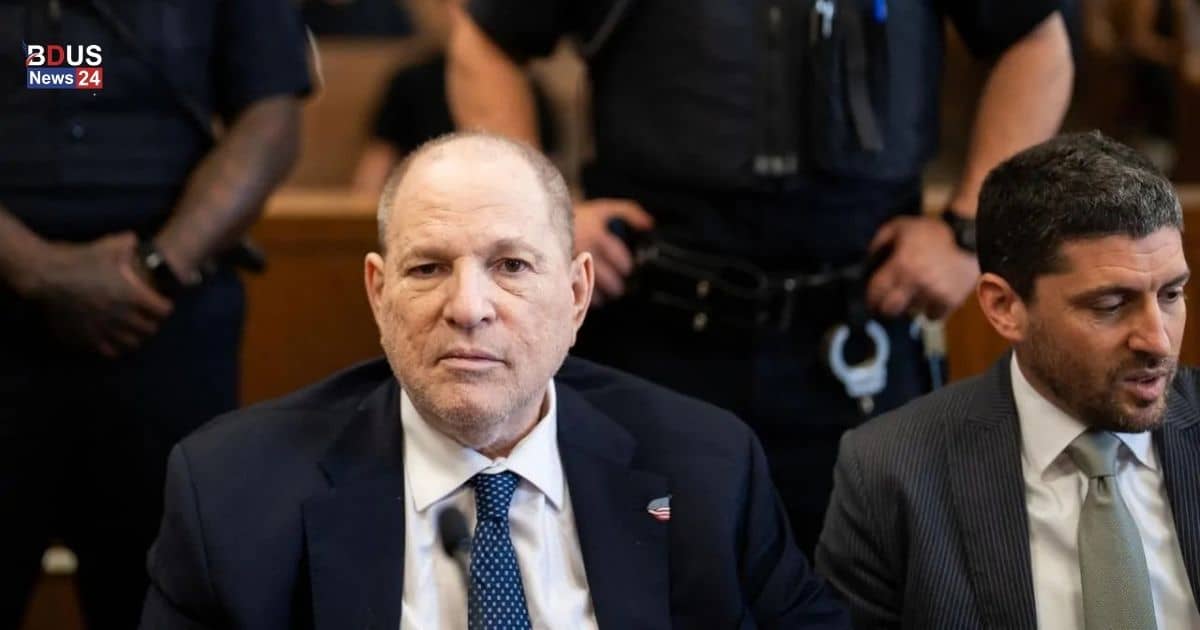 Harvey Weinstein in court during his sentencing