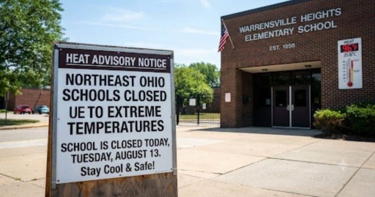 Heat advisory update showing school closures and high temperature alerts in Northeast Ohio on BDUS News 24.