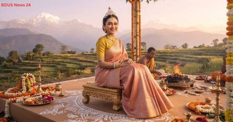 পাহাড়ে ঐতিহ্যবাহী বিয়ের সাজে অভিনেত্রী মিমি চক্রবর্তী।