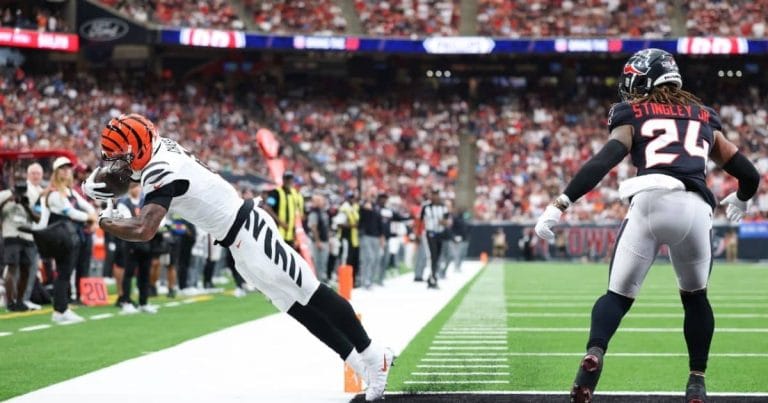 Cincinnati Bengals player making a catch in an NFL game
