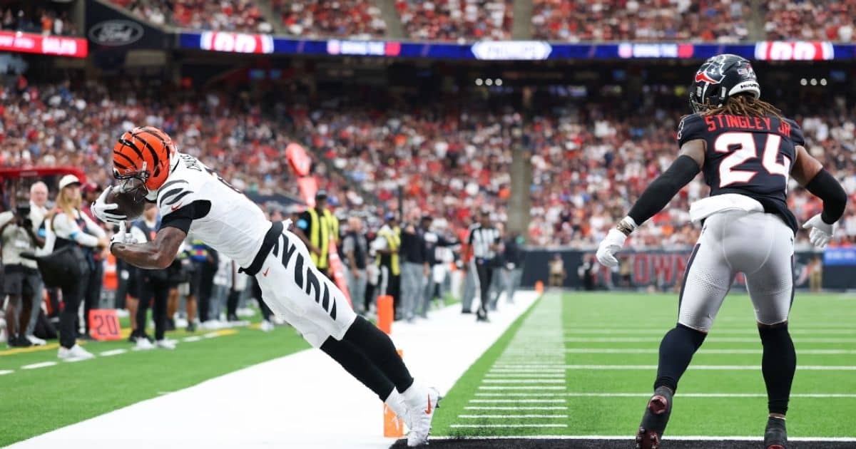 Cincinnati Bengals player making a catch in an NFL game