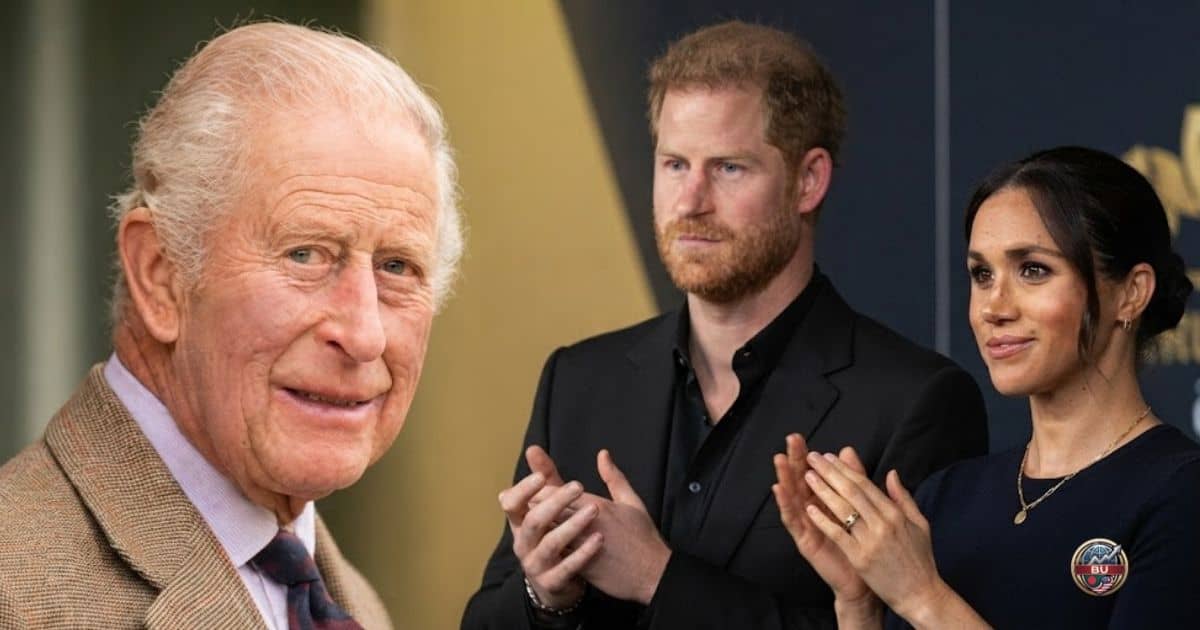 King Charles III with Prince Harry and Meghan Markle