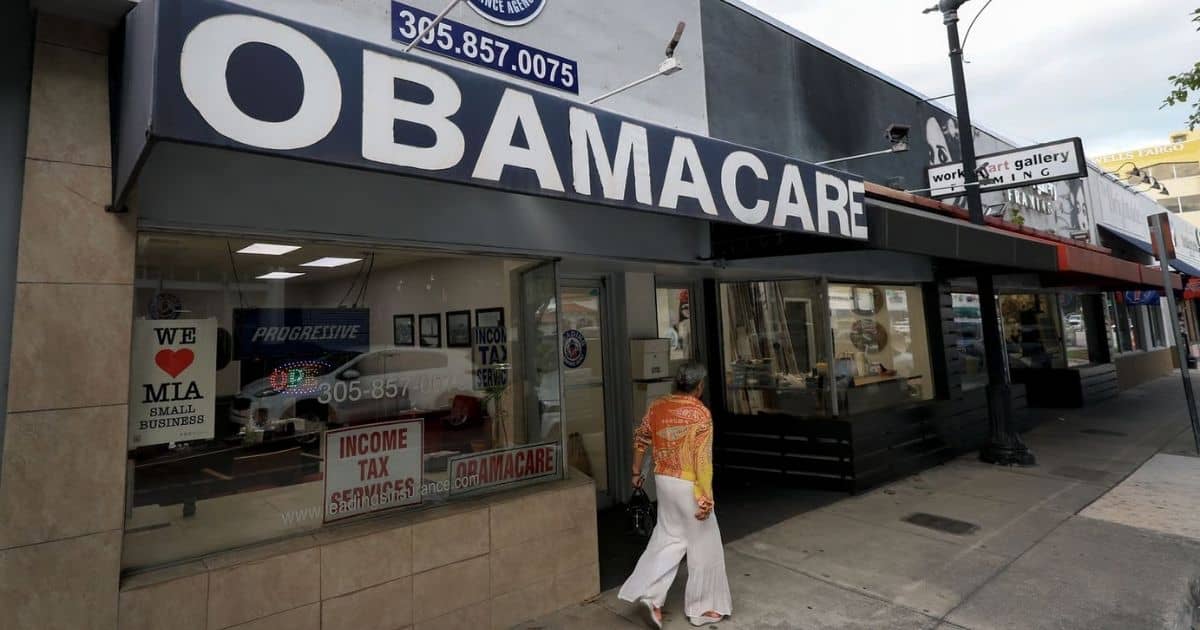 An Obamacare storefront and health insurance service office building.